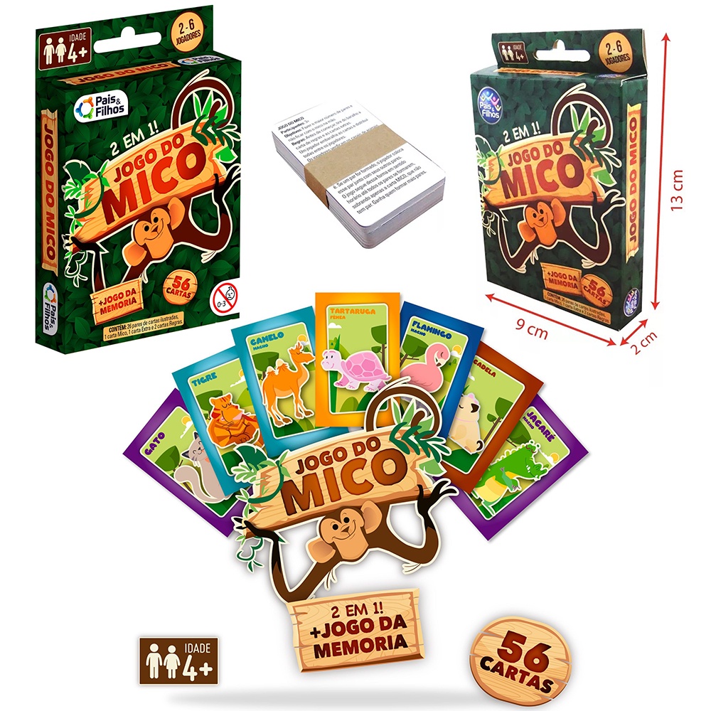 Kit Jogo de Mesa 4 Cores Cartas mico + memoria 2 EM 1 - Loja Zuza  Brinquedos