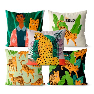 Kit 5 capas de almofadas decorativas onça e mulher