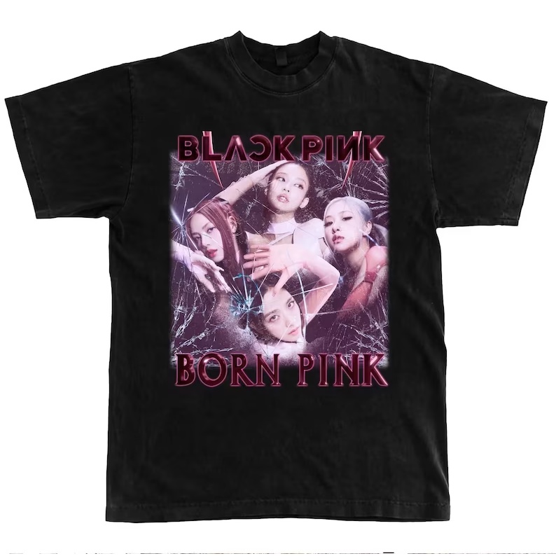 BLACKPINK PINK VENOM Tシャツ BORN PINK Camiseta T-shirt Unissex Algodão Blackpink Pink Venom 90' Lisa