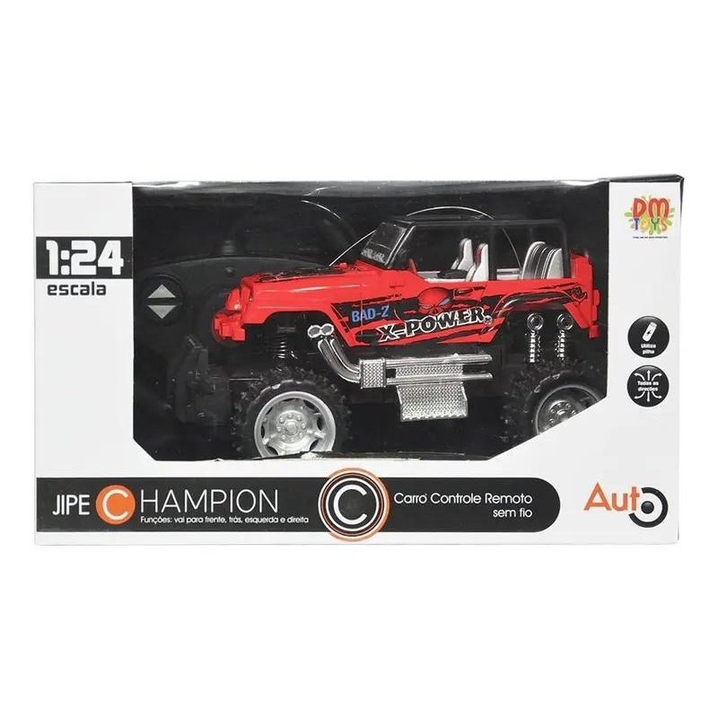 Carro De Controle Remoto Jipe 4x4 - Champion Radical 1:24 Vermelho