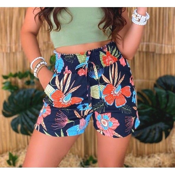 Short cintura hot sale alta estampado