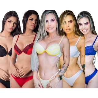 Kit com 05 conjuntos de lingerie calcinha e sutiã Oferta
