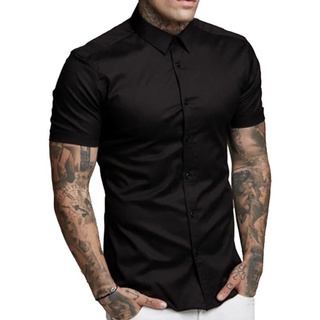 Camisa social masculina manga best sale curta lisa