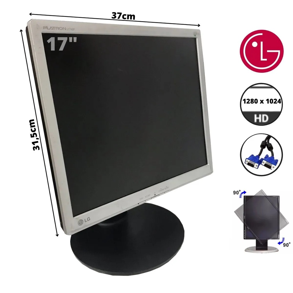 Monitor LG 17 Polegadas Quadrado Horizontal e Vertical | Shopee Brasil
