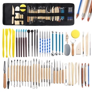 Kit de escultura de 25 peças de argila para modelar ferramenta de modelagem de cerâmica esculpida para fazer você mesmo
