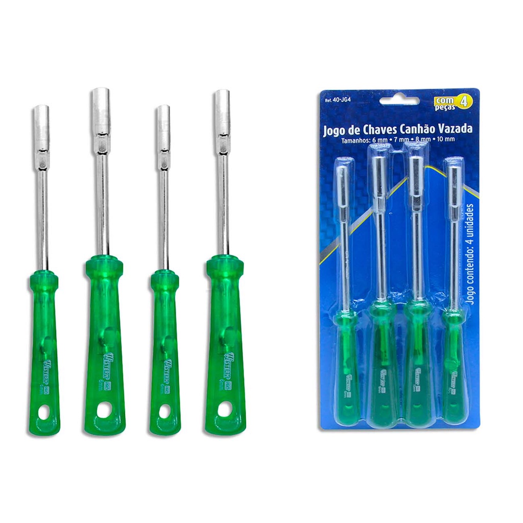 Kit Jogo Chaves Canhão 4 Peças Aço Carbono 6 À 10mm