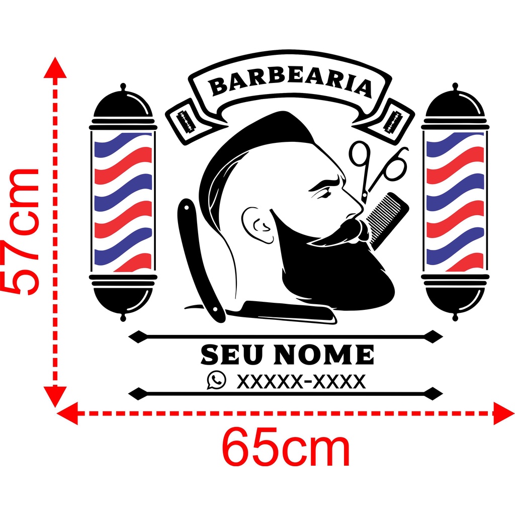 Adesivo Barbeiro X Cm Barbearia Cabeleireiro Sal O Porta Barb