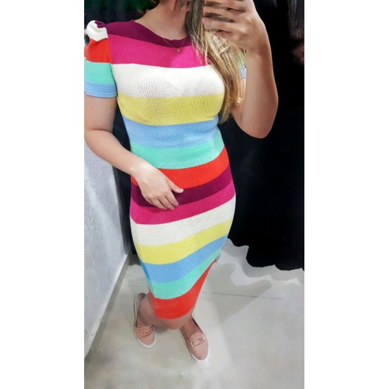 Vestido tricot hot sale colorido