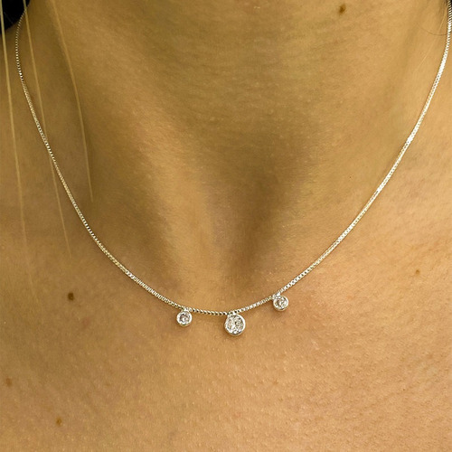 Colar Corrente Cordao Ponto De Luz Triplo Banhado Prata 925