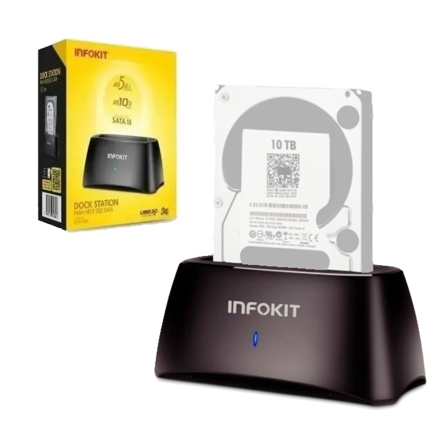 Dock Station Pra HD e SSD 2.5 e 3.5 Sata Até 10tb 5 Gbps Usb 3.0 Infokit ECASE-Z320