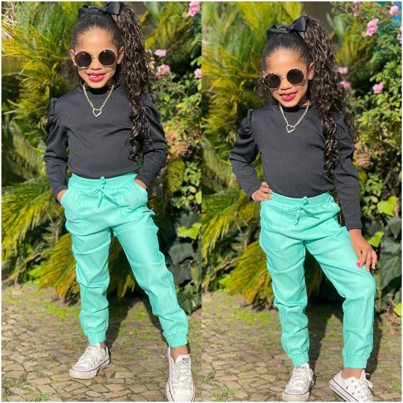 Cal a Menina Infantil Jogger Tend ncia Moda Blogueirinha