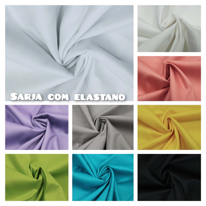 Tecido sarja lisa com elastano (lycra) - 1mt x 1.50mt - 97% algodao 3%  elastano