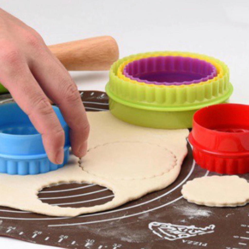 Kit Cortador Molde Redondo Babado Frisado 5 Peças Biscuit Bi