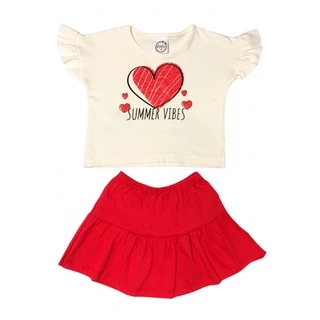 Conjunto Infantil Menina Cropped com Saia Summer Vibes