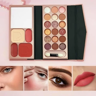 222 Cores Paleta de maquiagem de bolso Paleta de maquiagem Eyeshadow Blush Blush Concealer Lipstick Mini Escova Maquiagem Paleta integrada com espelho de maquiagem