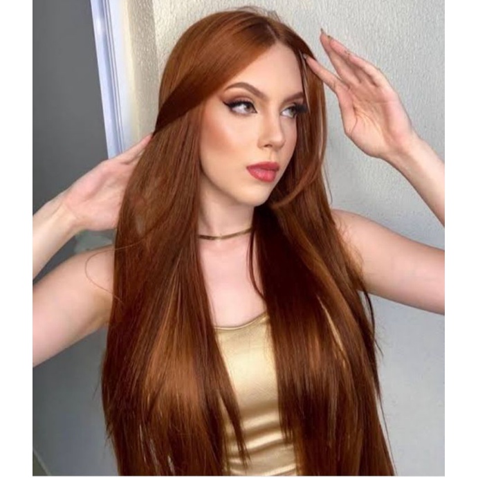 aplique tic tac 70 cm ruivo liso cor 30. 5 presilhas.