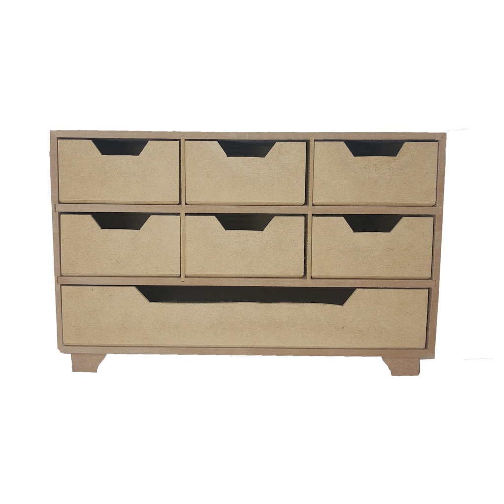 Comoda Retangular Sulfite 7 Gavetas 33cm Mdf Madeira