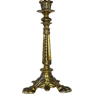 Castiçal Candelabro Suporte Para Vela 1 Vela 30cm Dourado Envelhecido
