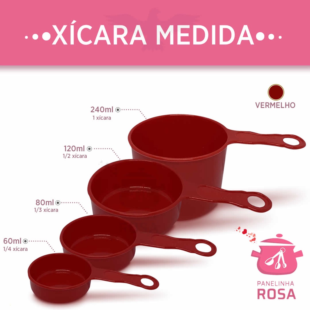 Xicara medida na cor vermelha cozinha medidor | Shopee Brasil