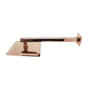 Ducha Quadrada Rose Gold Em Inox 20x20 Braço 37Cm Gold