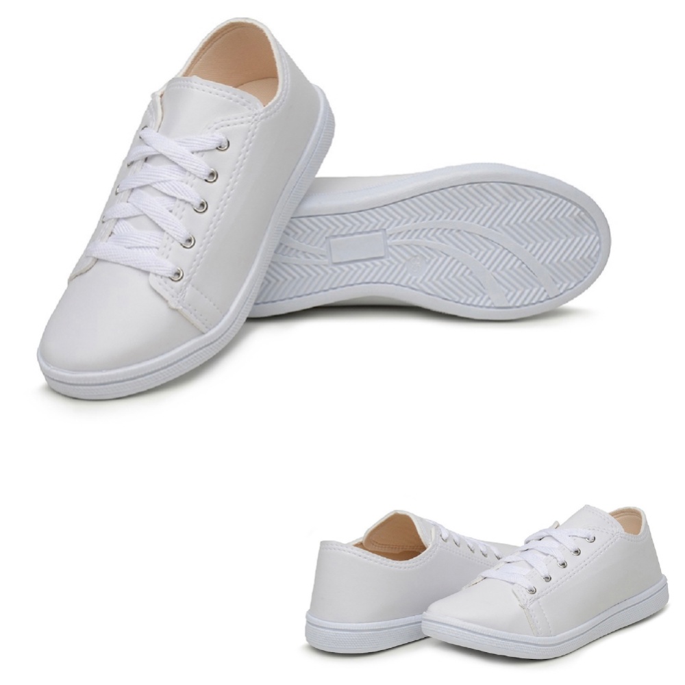 Tênis Feminino Branco Básico Tenis Casual Sapatênis Confortável