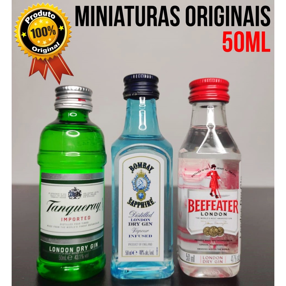 Kit Mini Gin Tanqueray + Bombay + Beefeater 50ml | Shopee Brasil