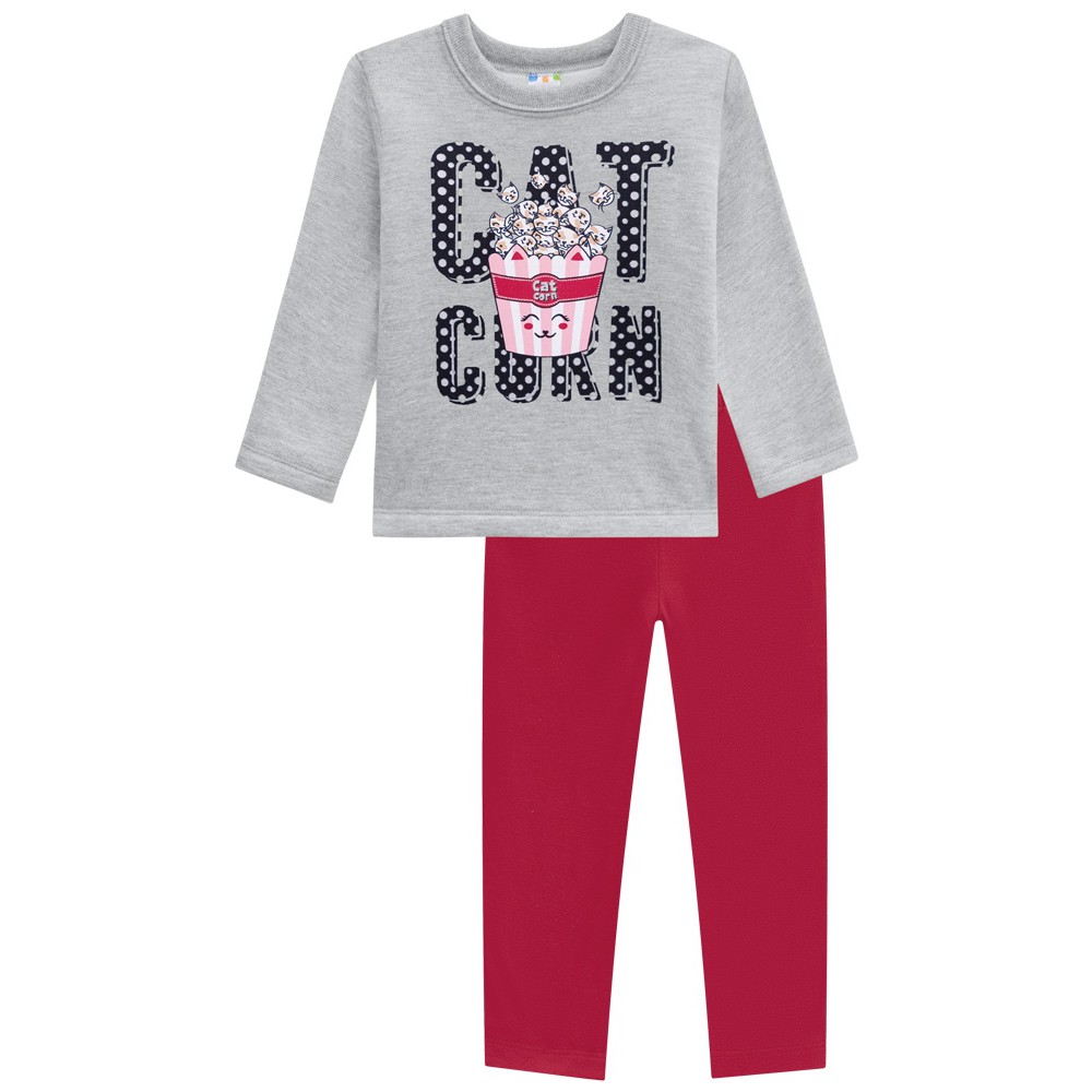 Conjunto Blusão e Legging Infantil Menina Unicorn Melão Brandili