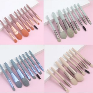 Kit 8 Peças Combo De Pincéis De Maquiagem Com Case Transparente Para Viagem