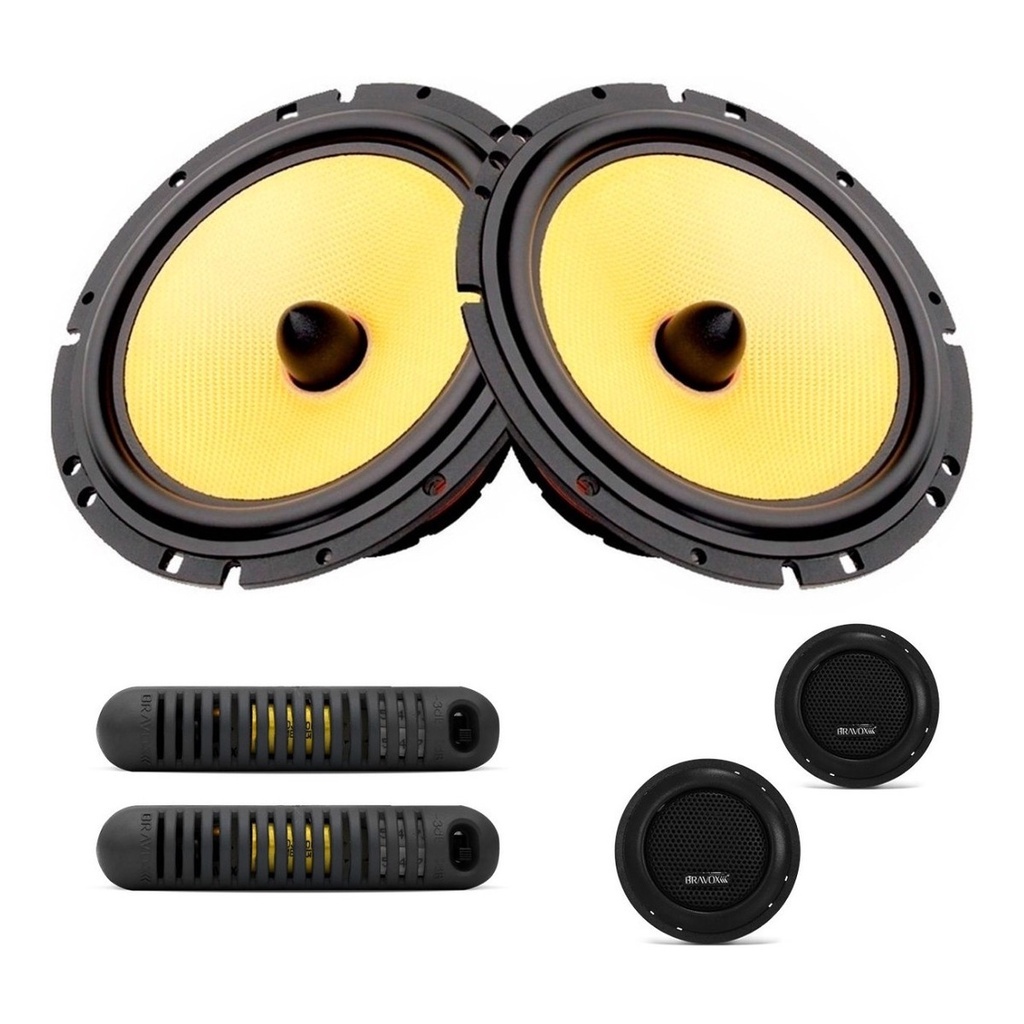 Kit Duas Vias Bravox + Tweeter CS60K Linha Kevlar 160W Rms | Shopee Brasil