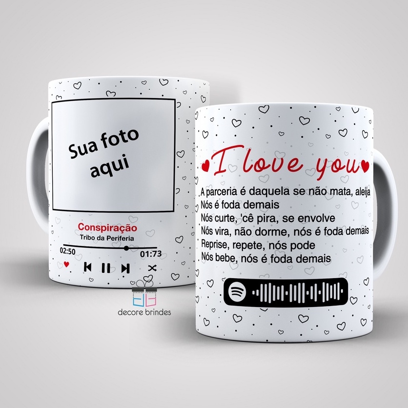 Caneca Spotify com foto e qr code da sua musica preferida presente ...