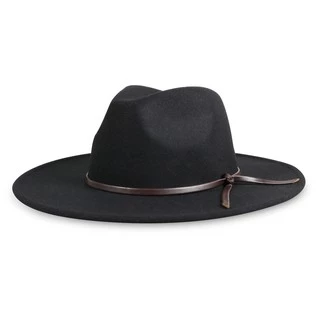 Chapéu Fedora Preto Unissex Aba 8cm Laço de Couro Marrom