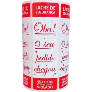 LACRE SEGURANÇA DELIVERY, 1.000 LACRES 10X3 Cm, OBA MEU PEDIDO CHEGOU, IFOOD, 99 FOOD, UBER EATS ...