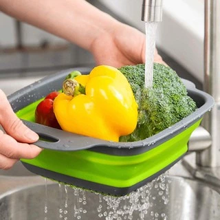 Escorredor Alimentos e Utensílios Cozinha Retrátil Silicone Quadrado