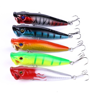 Kit 5 Isca Dura De Água Superior Popper Pesca Artificial 9cm 12g De