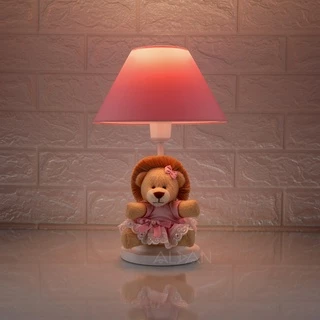 Abajur Quarto Bebe Menina Luminaria Infantil Safari Leão Leãozinho Rosa