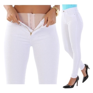 Calça jeans hot sale branca feminina sawary