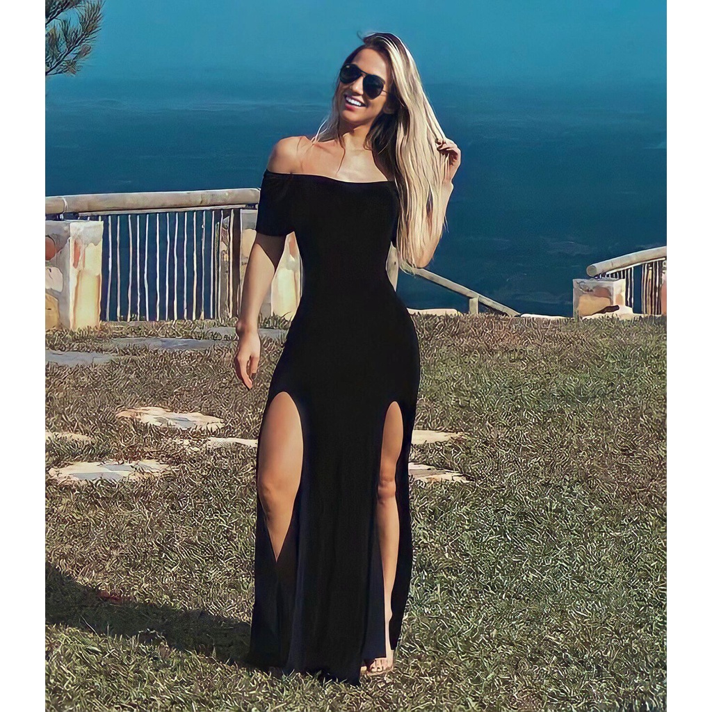 Vestido ciganinha longo com 2024 fenda