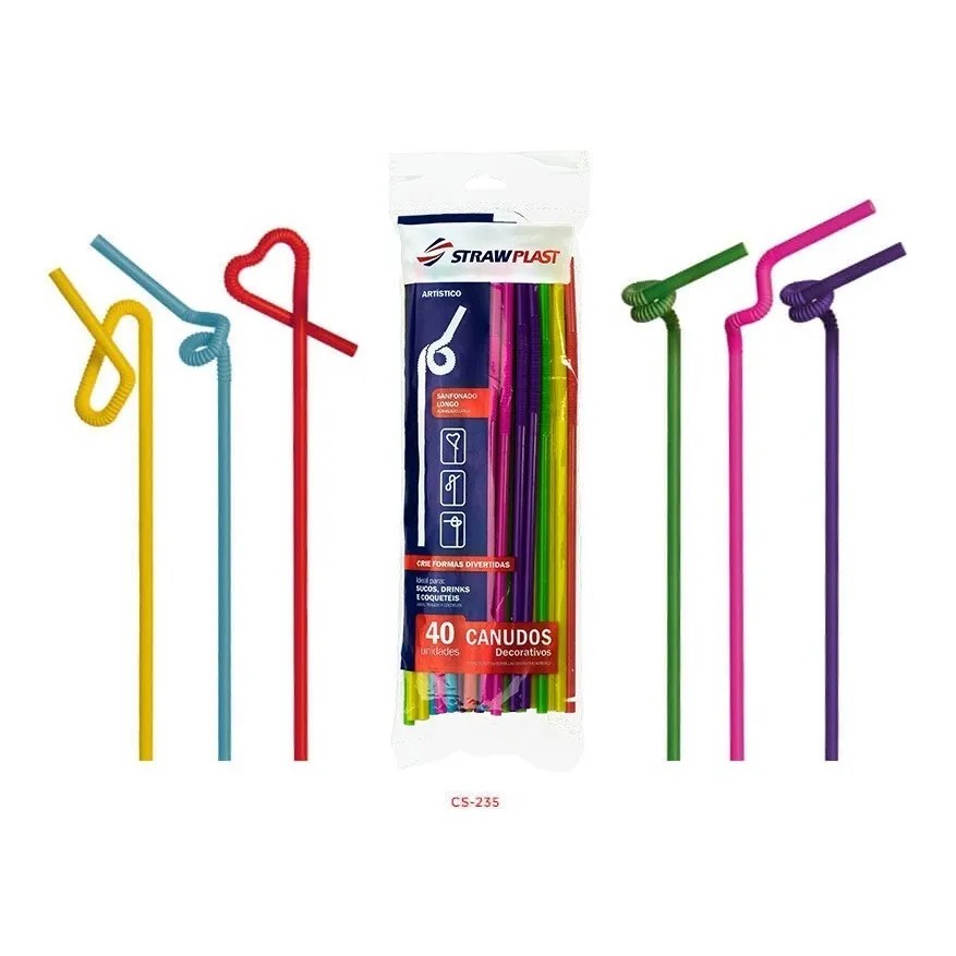 Canudo Decorativo Artístico Strawplast 80 Unidades