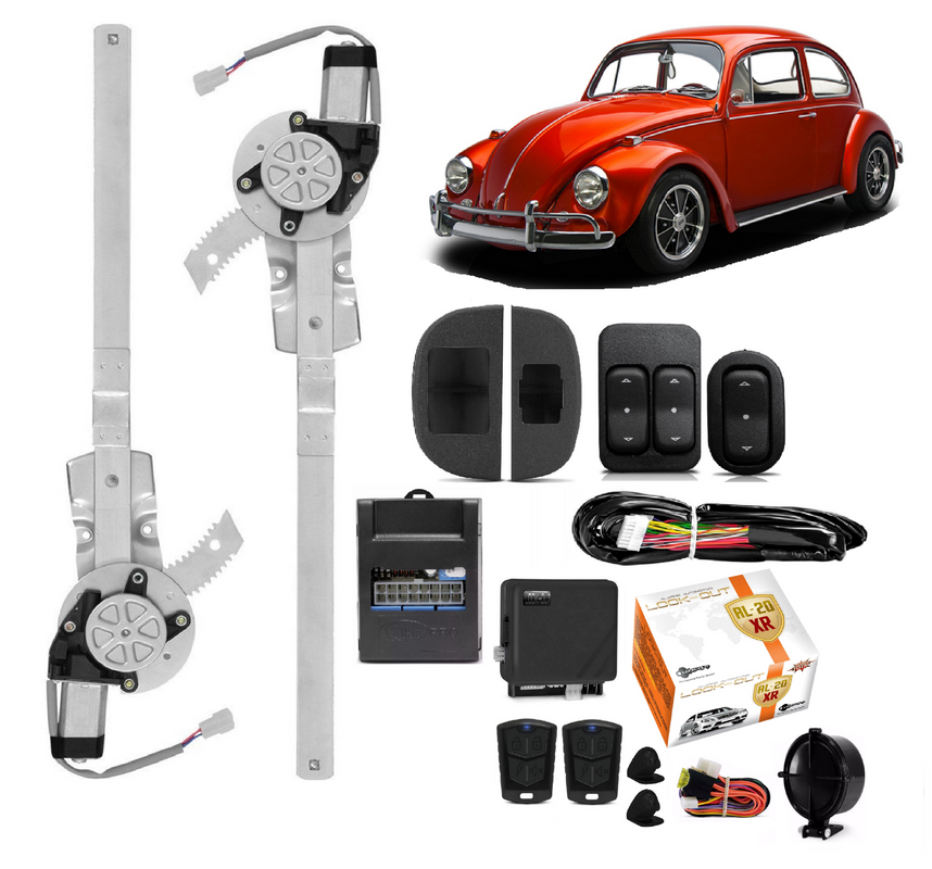 Kit Vidro Eletrico antiesmagamento Fusca + Trava + Alarme