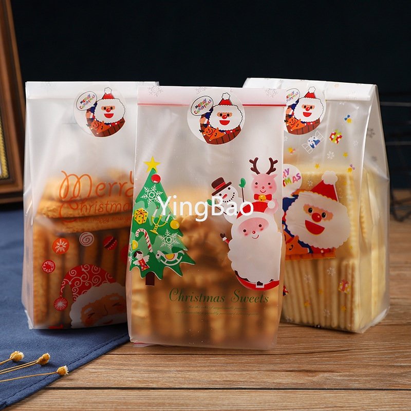 50pcs Sacos De Doces De Natal Plástico Para Biscoitos De 2023 Noel Suprimentos De Embalagem
