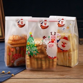 50pcs Sacos De Doces De Natal Plástico Para Biscoitos De 2023 Noel Suprimentos De Embalagem