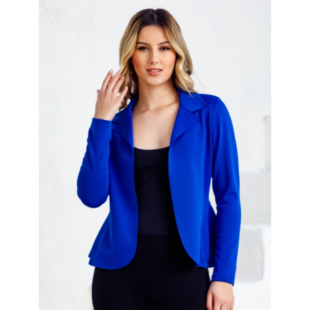 Blazer Feminino em Neopreme Casaco curto com babado Terninho Social aberto 01