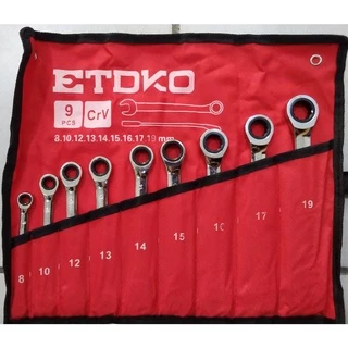Kit Jogo Chave 9 Pçs Ferramentas Articuladas Catraca Chave Boca 11398