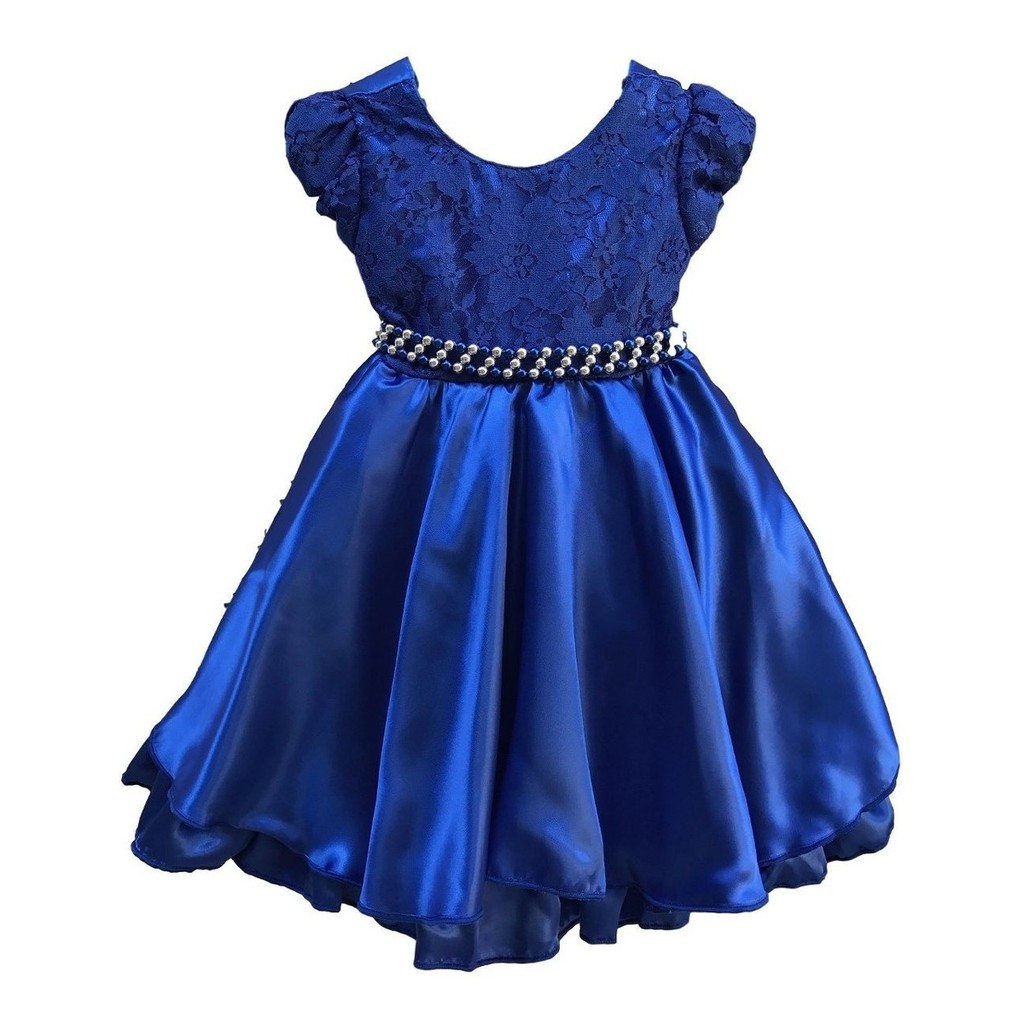 Vestido Infantil Azul Royal Damas de Honra Casamento Luxo - Rosa