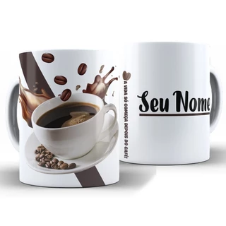 Caneca Café Grãos - Xícara Personalizada 325ML Porcelana Cerâmica