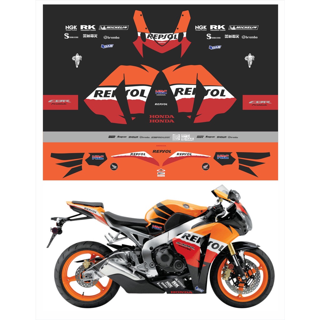 Adesivo Serbatoio Moto Cromato Per Honda CBR - Protezione Da Graffi, Design Repsol, Resistente All'acqua