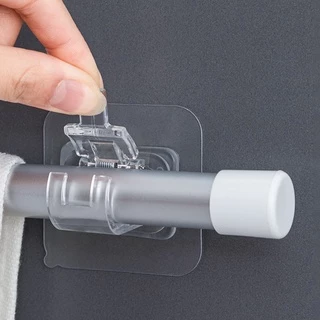 2 Pcs Suporte Adesivo Para Varão De Cortina Sem Prego Ajustável Suporte Adesivo De Parede