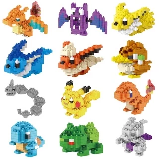 Pokemon Micro Building Blocks Small Cartoon Picachu Animal Model Micro Small Assembled Block Brick Toys Gift