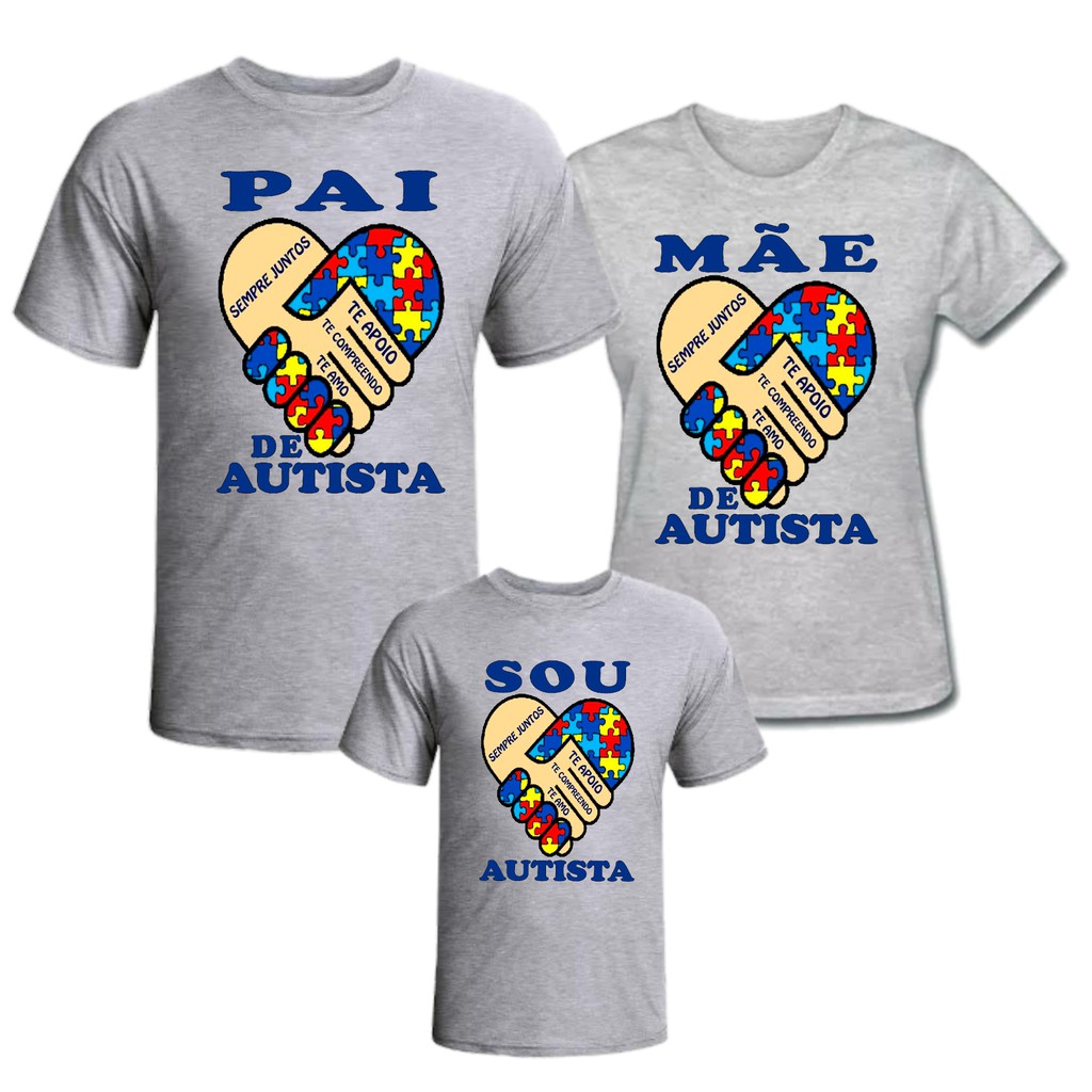 Kit 3 camisetas família pai mãe autismo autista barato | Shopee Brasil