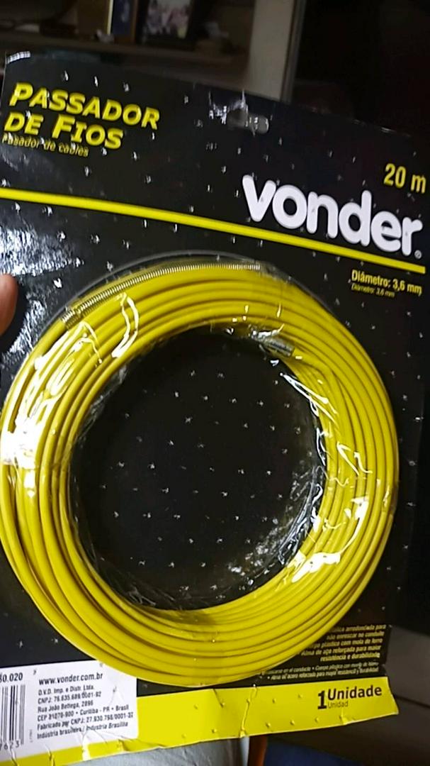 Guia Passa Fio Sonda Pvc Alma De Aço Profissional 20m Vonder